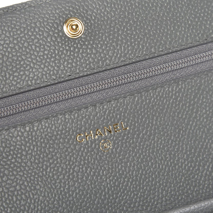 Chanel Caviar Quilted Boy Wallet On Chain WOC Grey 5 of 9