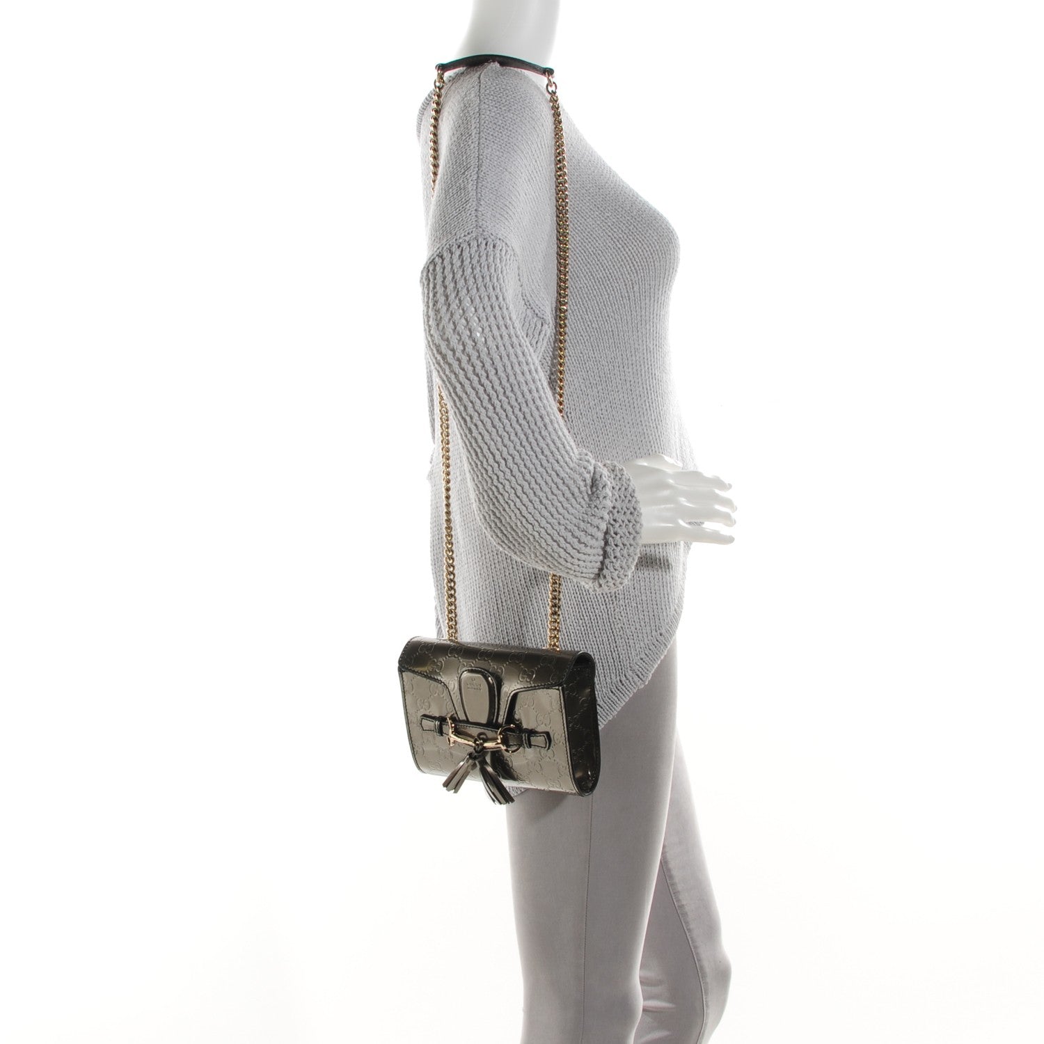 Gucci Shine Guccissima Mini Emily Chain Shoulder Bag Sasso 2 of 8