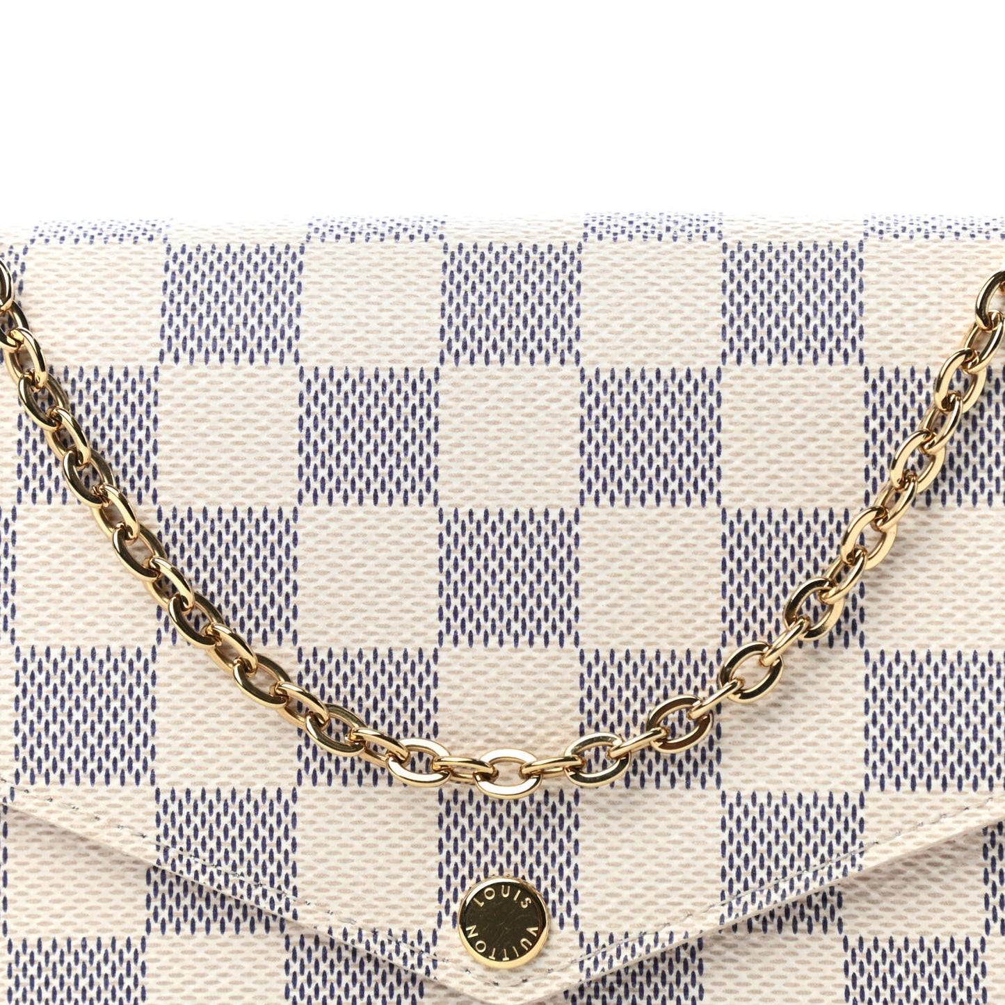 Damier Azur Pochette Felicie Chain Wallet Rose Ballerine