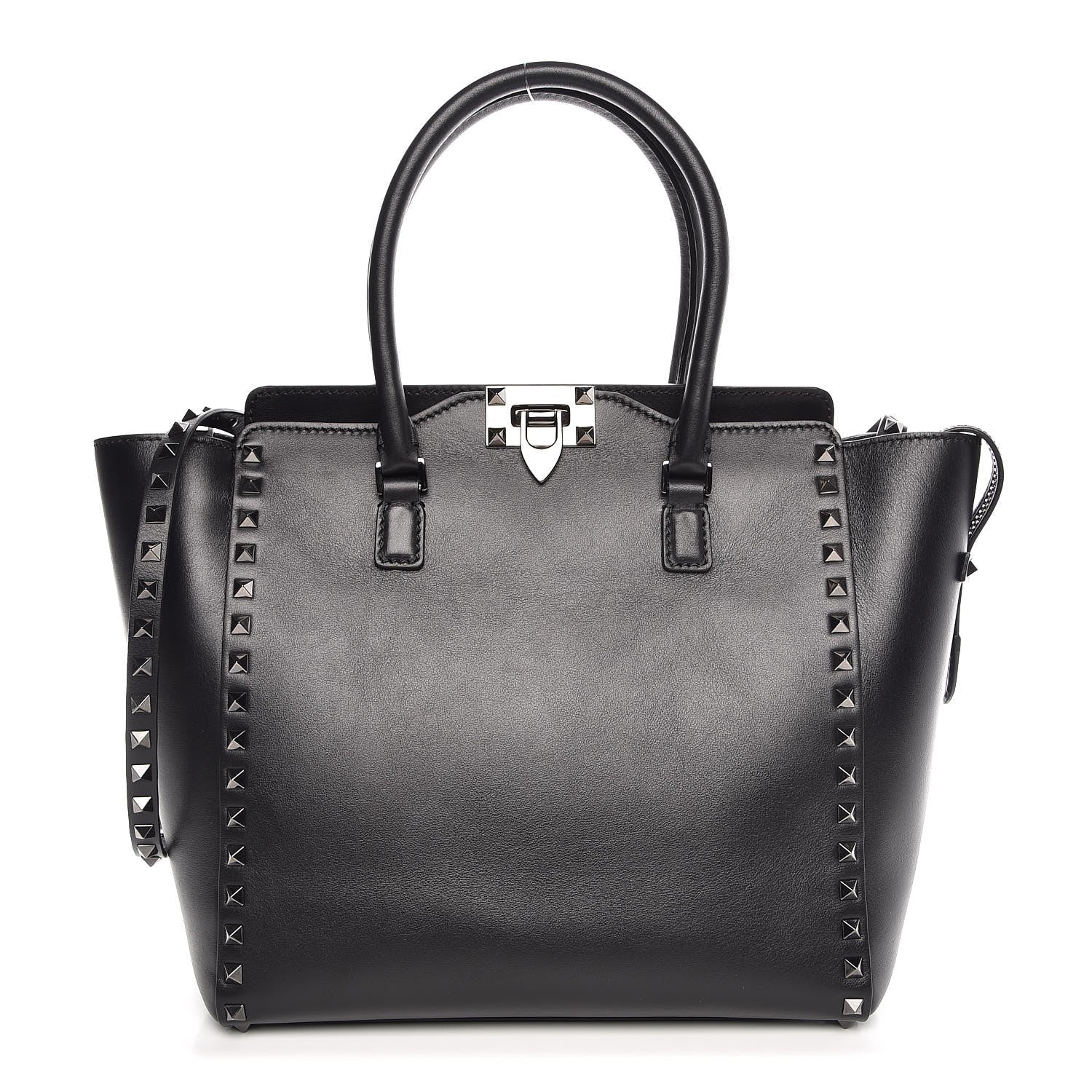 Valentino Garavani Vitello Rockstud Double Handle Tote Black 1 of 8