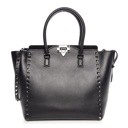 Valentino Garavani Vitello Rockstud Double Handle Tote Black 1 of 8