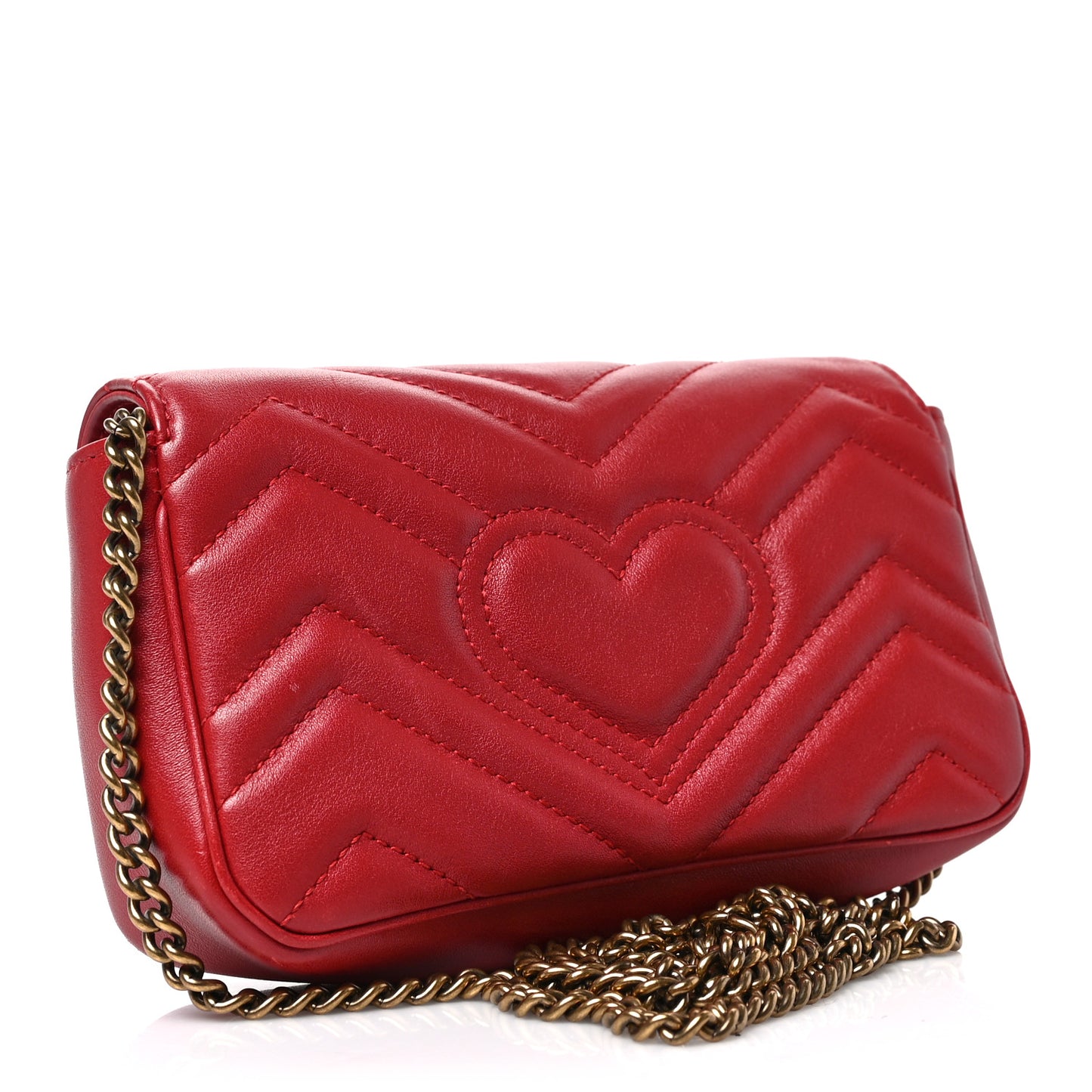 Calfskin Matelasse Super Mini GG Marmont Shoulder Bag Hibiscus Red