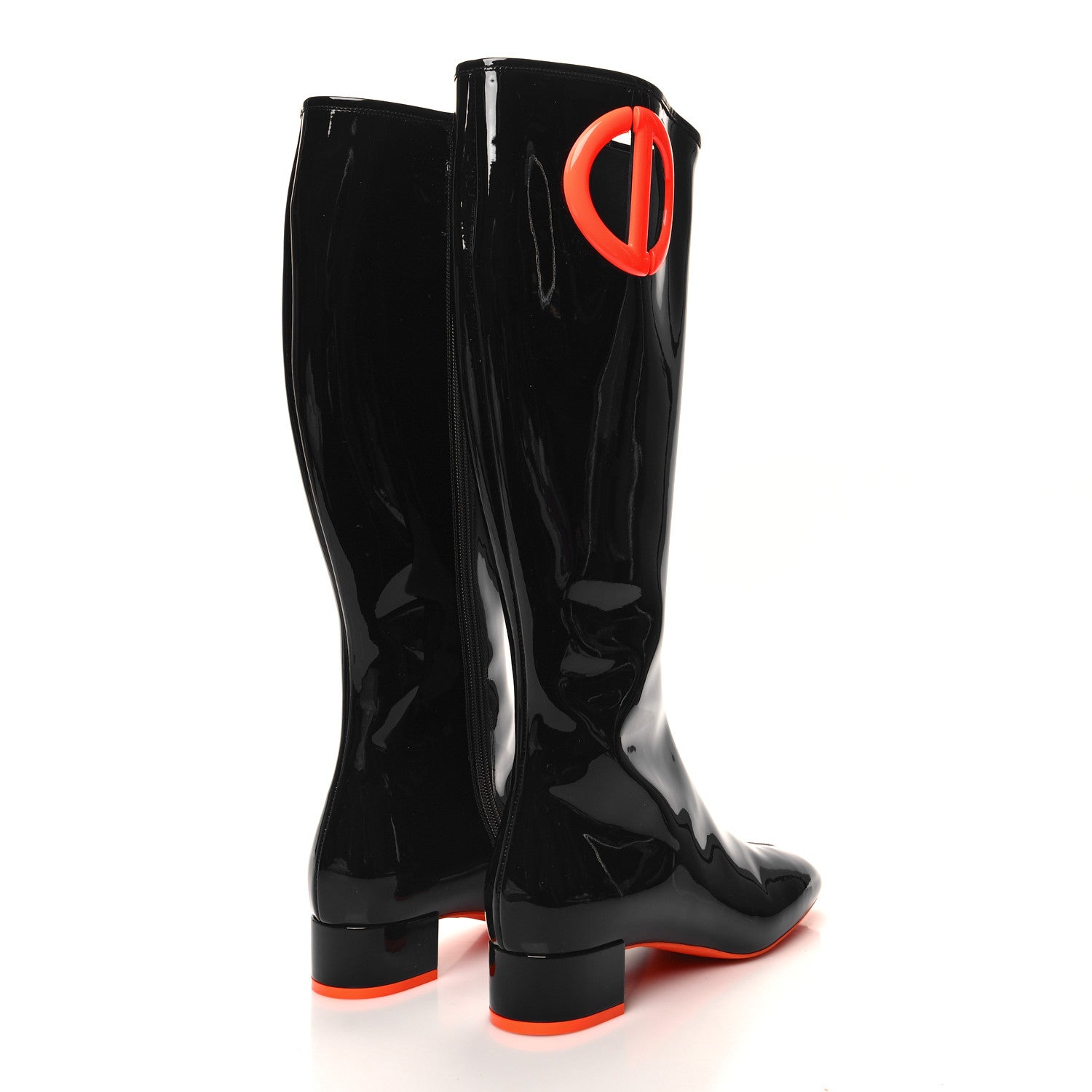 Christian Dior Patent Calfskin Dior Idole Boots 38.5 Black Orange 4 of 7
