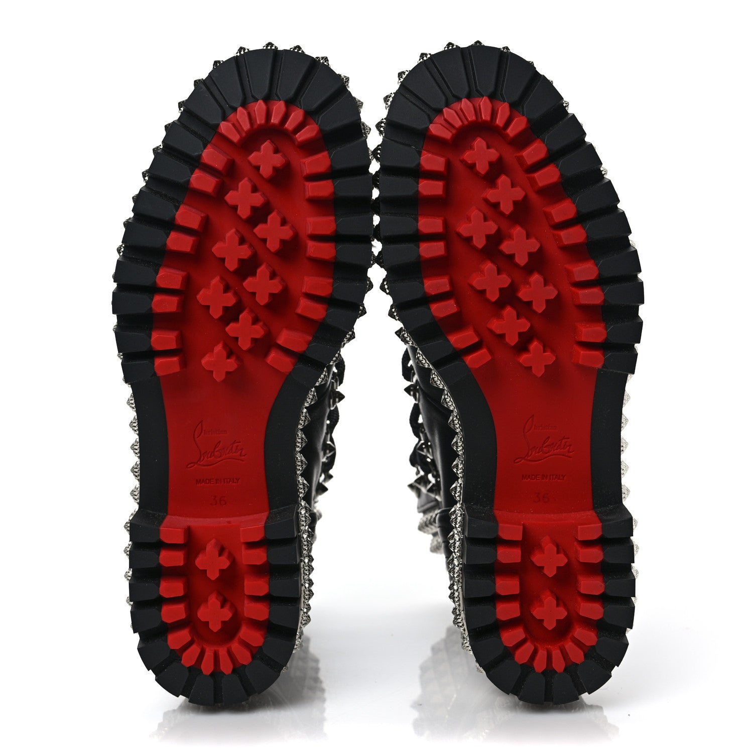 Christian Louboutin Calfskin Studded Shearling Yeti Donna Boots 36 Black 5 of 8