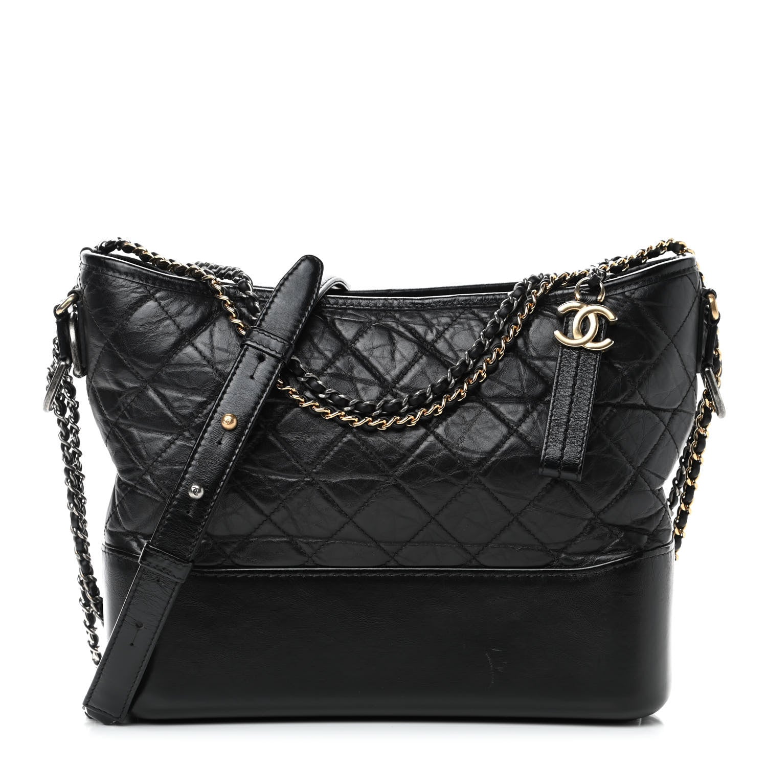 Chanel Aged Calfskin Quilted Medium Gabrielle Hobo Black 1 of 5