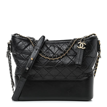 Chanel Aged Calfskin Quilted Medium Gabrielle Hobo Black 1 of 5