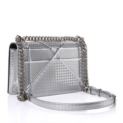 Christian Dior Metallic Patent Micro-Cannage Medium Diorama Flap Bag Silver 4 of 15