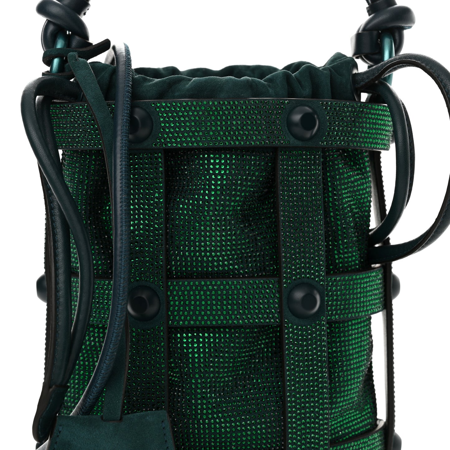 Calfskin Crystal Cage Bag Divisa Green