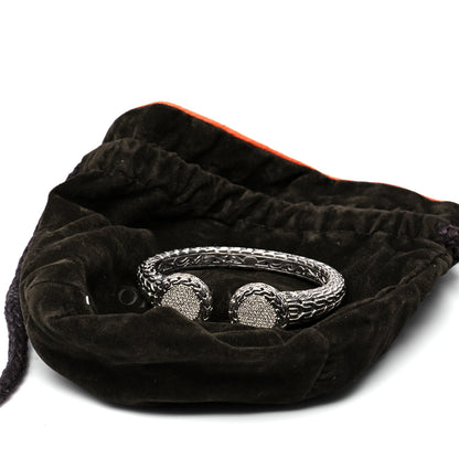 John Hardy Sterling Silver Diamond Classic Chain Kick Cuff Bracelet 6 of 6