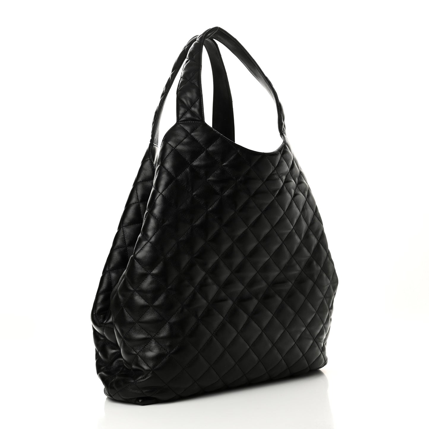 Lambskin Quilted Maxi Icare Shopping Tote Black
