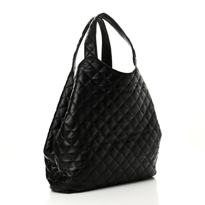 Saint Laurent Lambskin Quilted Maxi Icare Shopping Tote Black 4 of 10