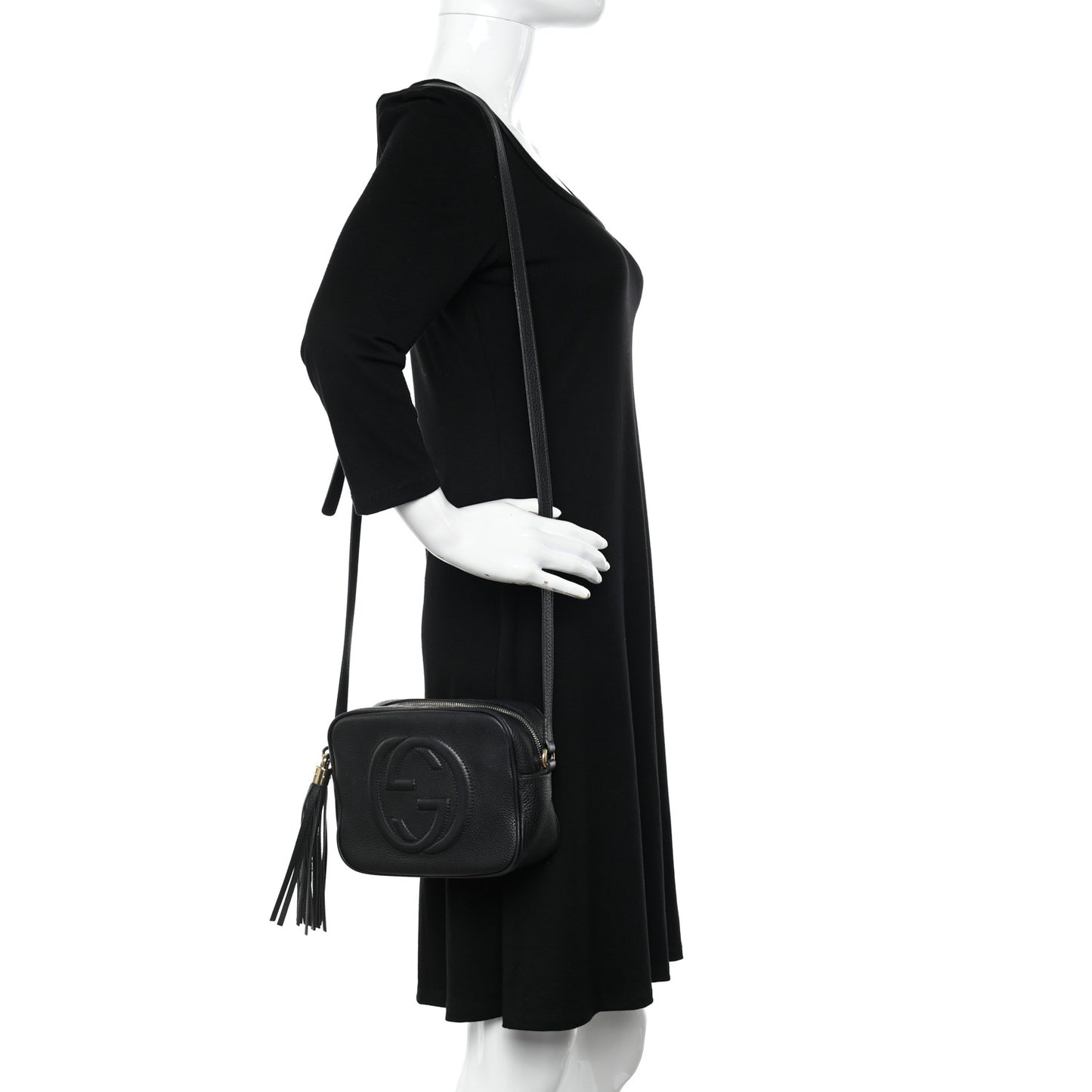 Pebbled Calfskin Small Soho Disco Bag Black