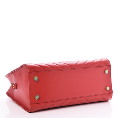 Saint Laurent Calfskin Matelasse Chevron Small Monogram Cabas Lipstick Red 5 of 9