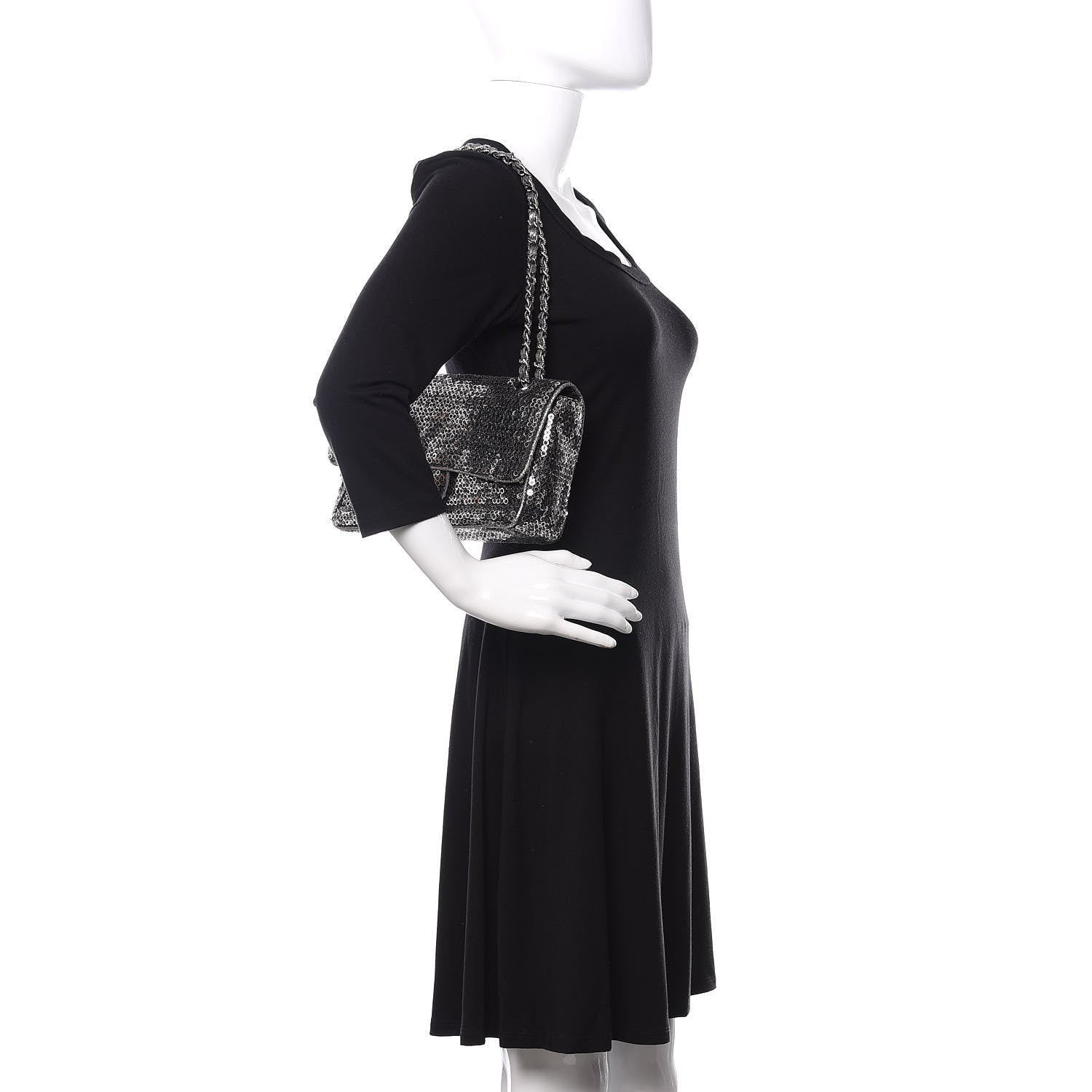 Chanel Sequin East West Flap Dark Silver 2 of 10
