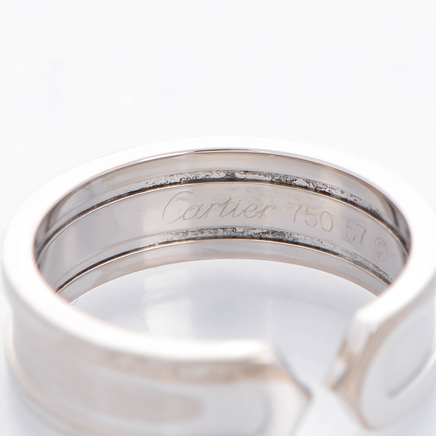 Cartier 18K White Gold 7mm C De Ring 57 8 7 of 7