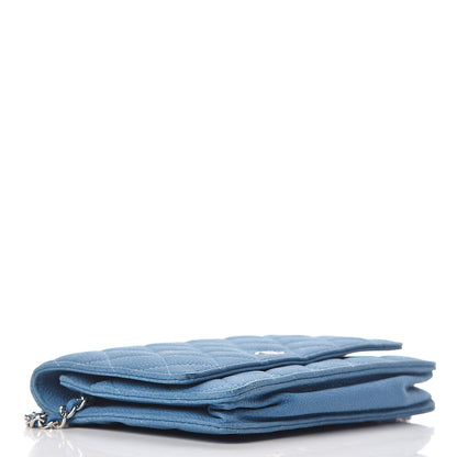 Chanel Iridescent Caviar Quilted Wallet On Chain WOC Blue 4 of 13