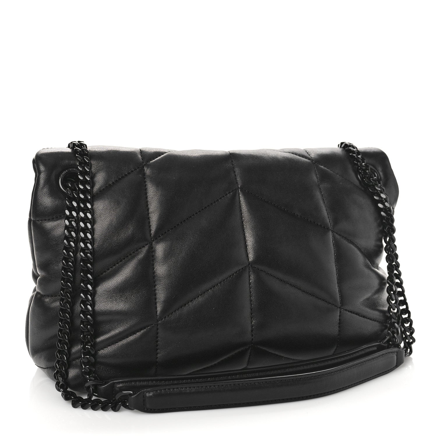 Saint Laurent Lambskin Quilted Monogram Monochrome Small Loulou Puffer Chain Satchel Black 3 of 8