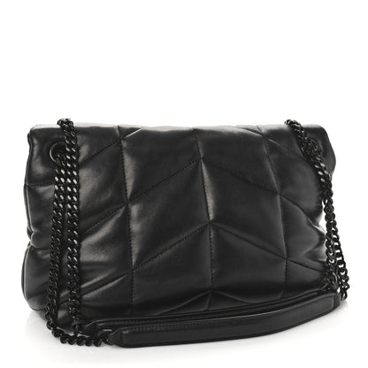 Saint Laurent Lambskin Quilted Monogram Monochrome Small Loulou Puffer Chain Satchel Black 3 of 8