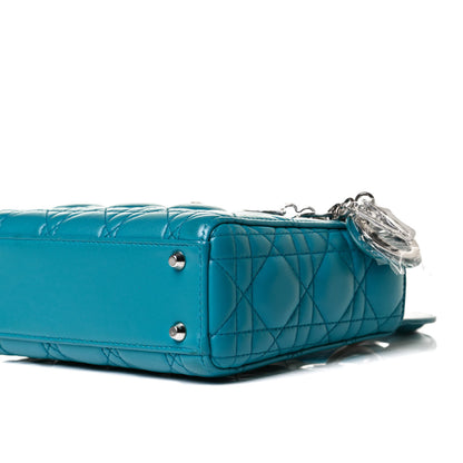 Christian Dior Lambskin Cannage Mini Lady Dior Turquoise 9 of 17
