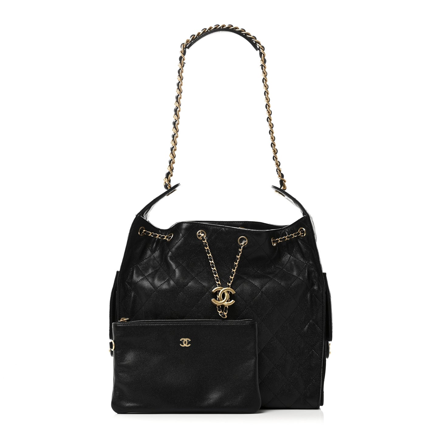 Caviar Quilted Medium Chanel 25 Handbag Black