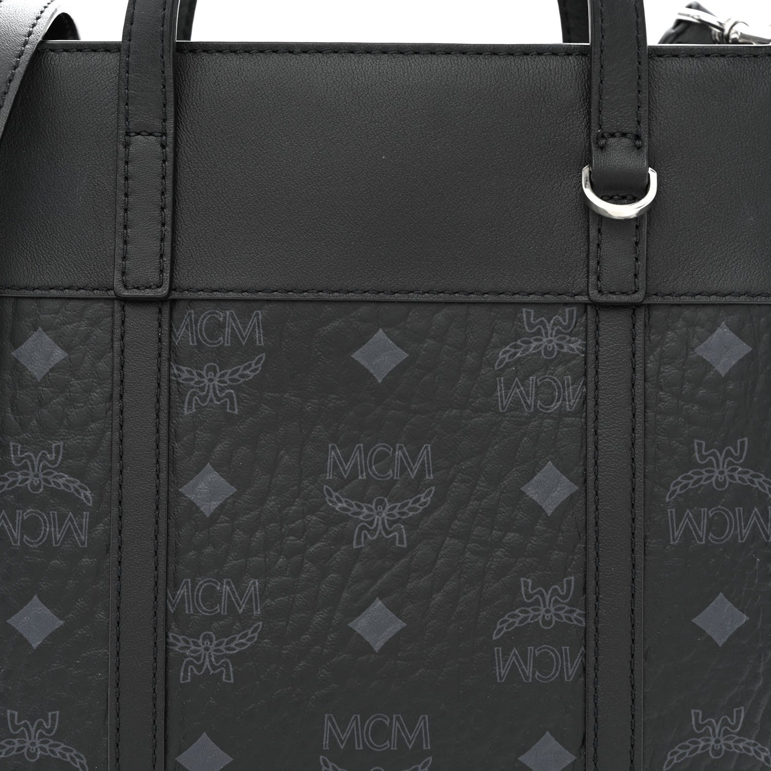 MCM Visetos Nappa Mini Toni Top Zip Shopper Tote Black 7 of 10