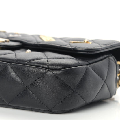Chanel Lambskin Quilted Charm Flap Phone Holder With Chain Black 11 of 12
