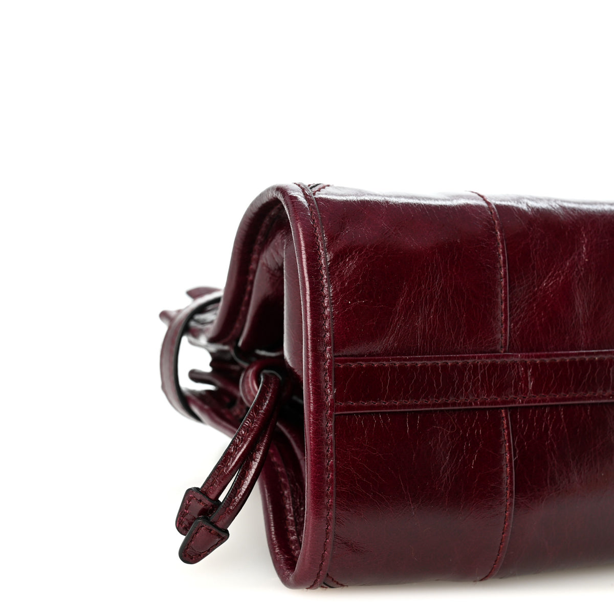 Prada Glossy Calfskin Triangle Small Bonnie Shoulder Bag Bordeaux 9 of 10