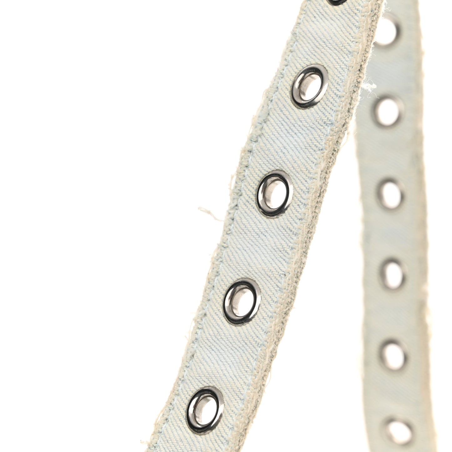 Washed Frayed Denim Crystal XS Le Cagole Shoulder Bag Pale Blue