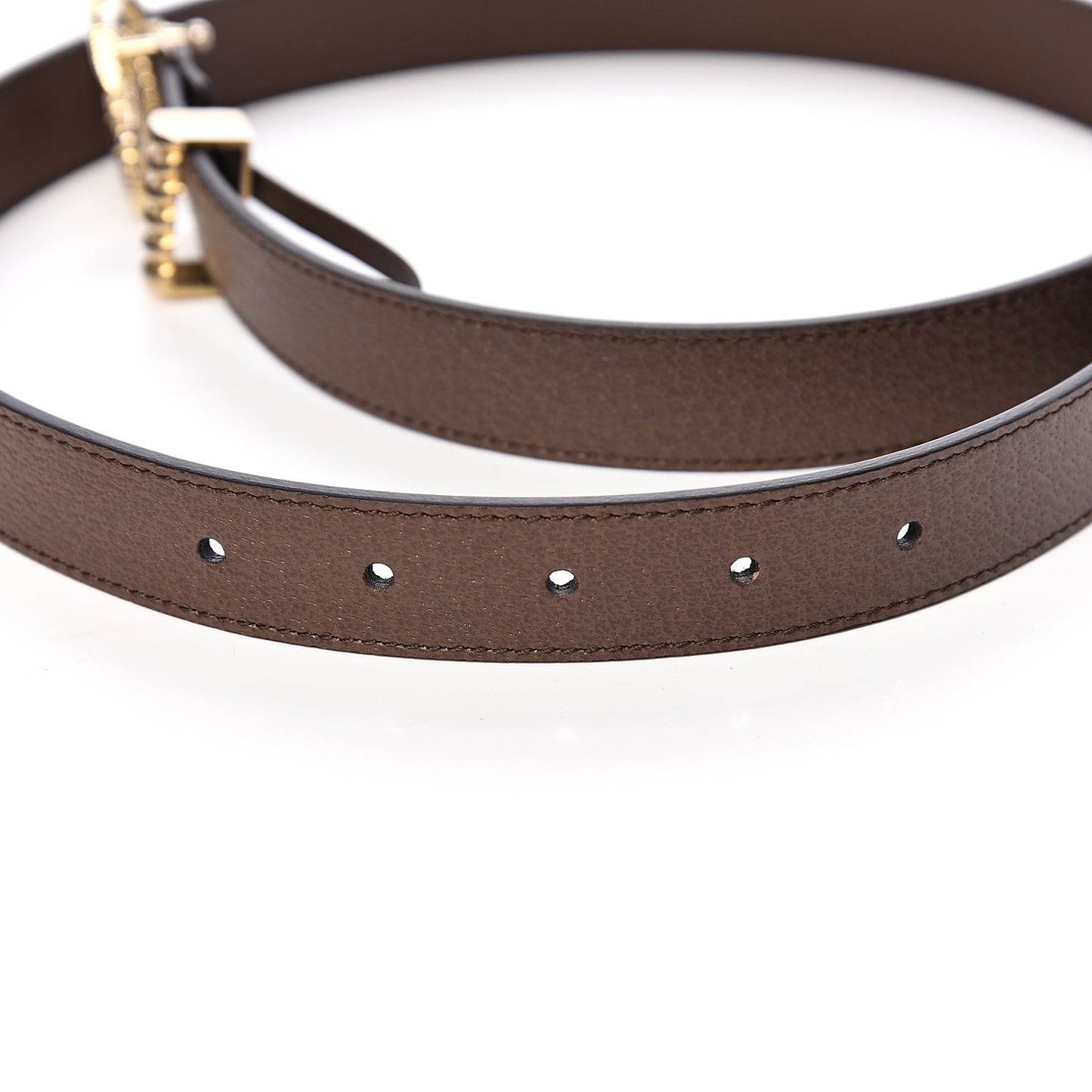 Textured Dollar Calfskin Torchon Double G 25mm Belt 85 34 New Acero