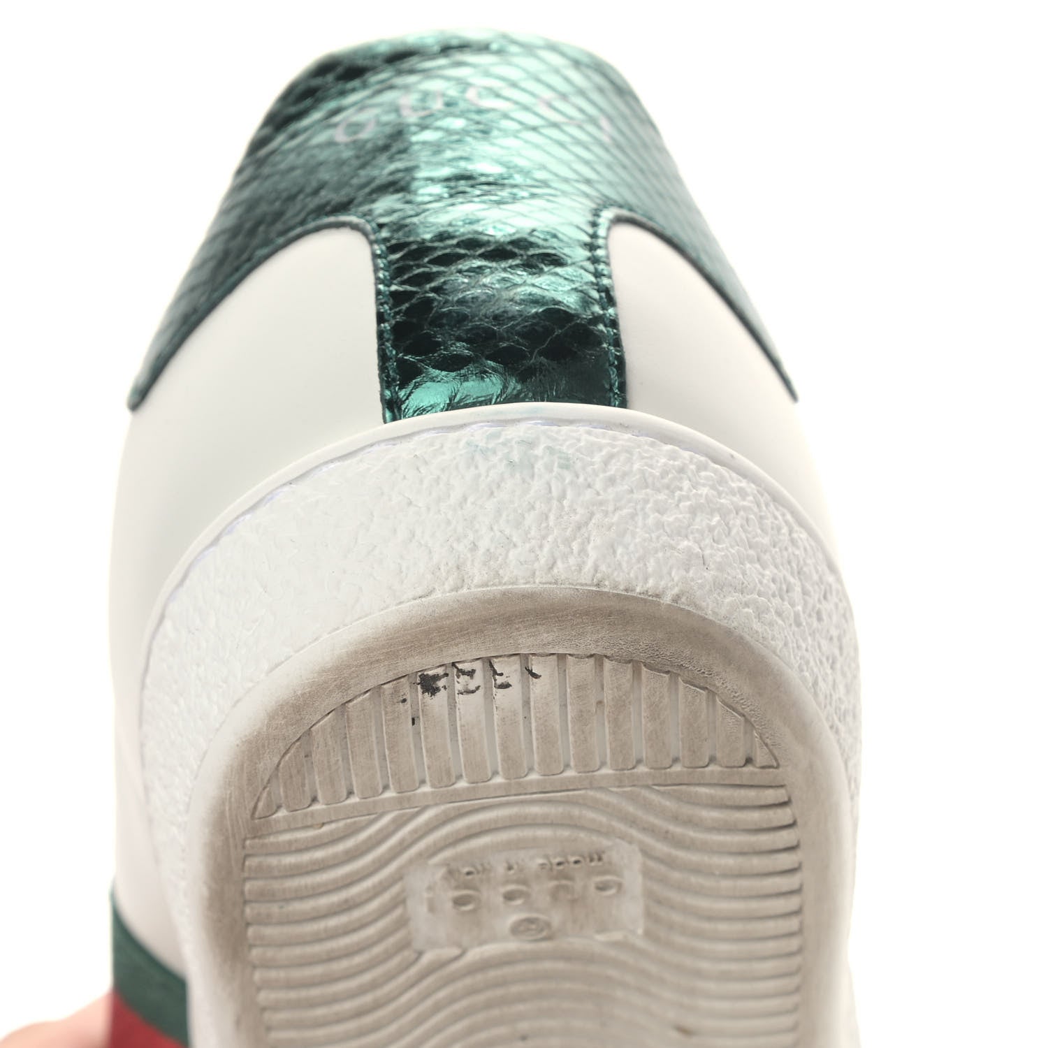 Gucci Calfskin Ayers Bee Embroidered Womens Ace Sneakers 37.5 White Green 14 of 16