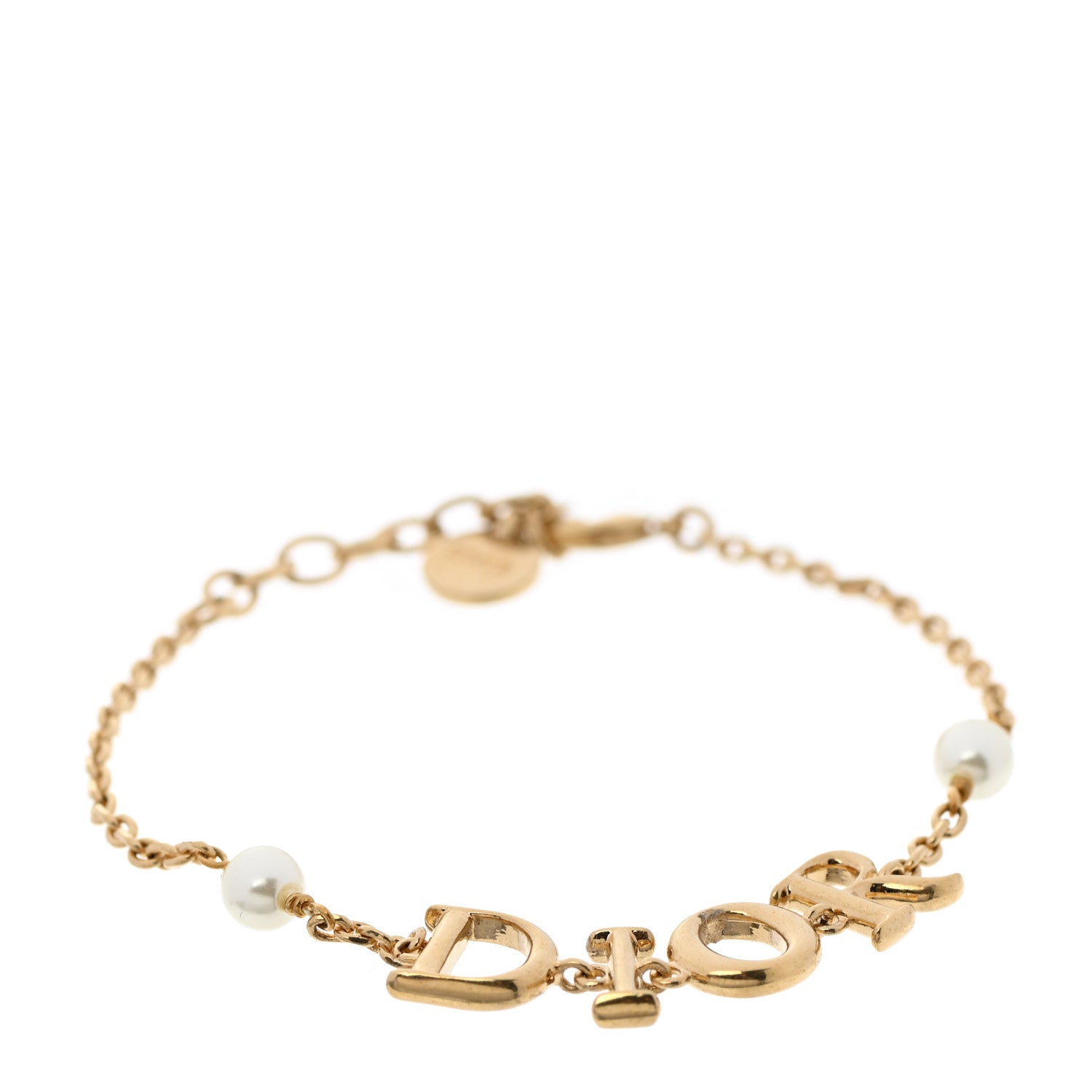 Christian Dior Metal Pearl Logo Bracelet Gold 1 of 5