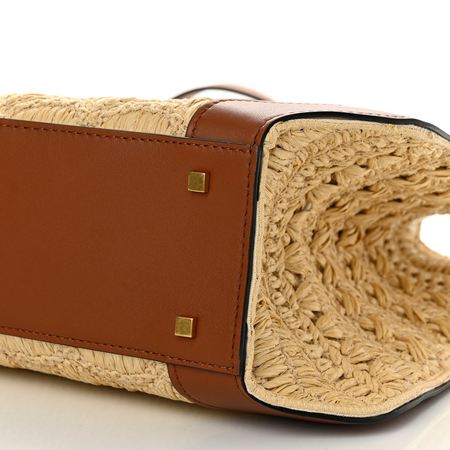 Raffia Calfskin Vlogo Shoulder Tote Naturale Selleria