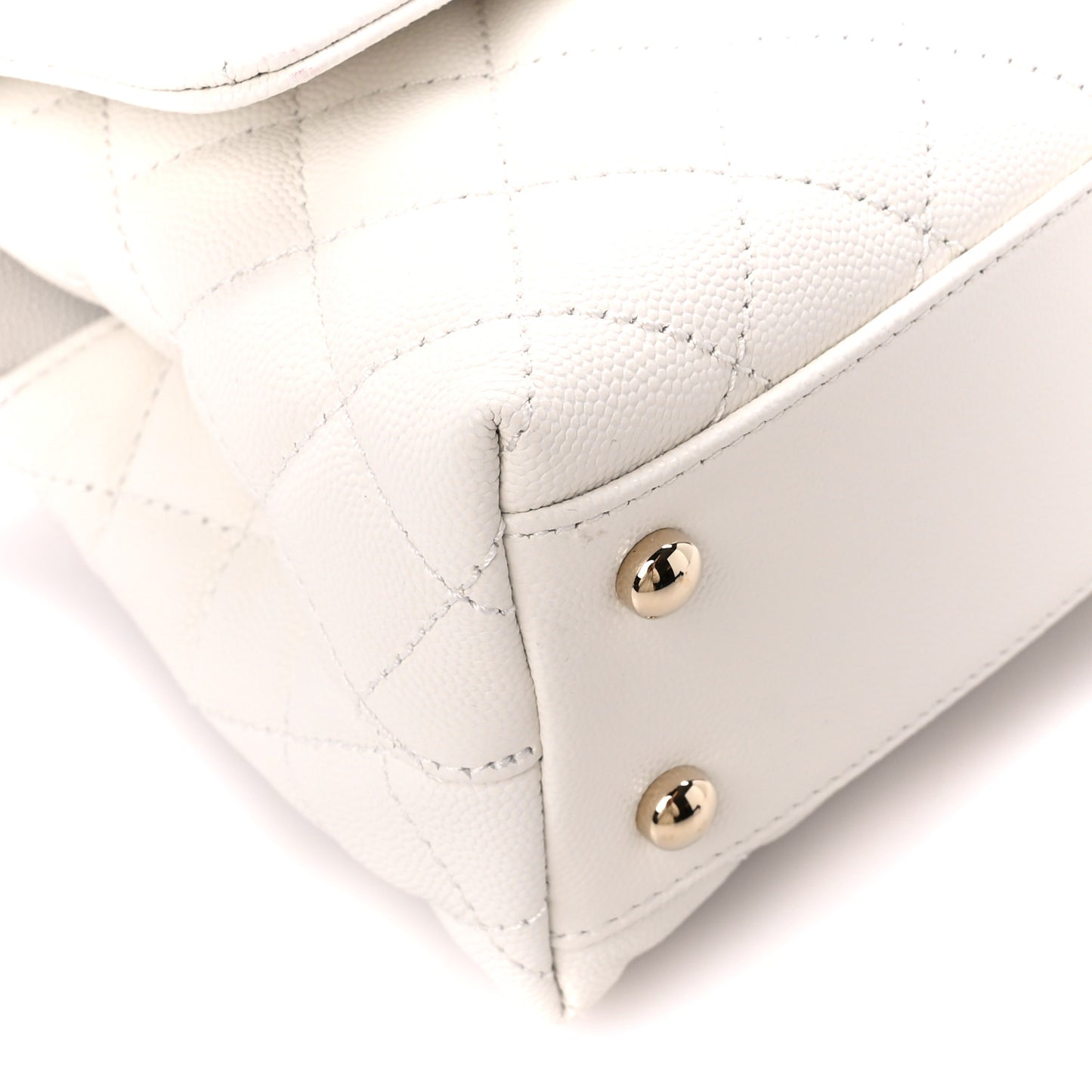 Caviar Quilted Mini Coco Chain Handle Flap White