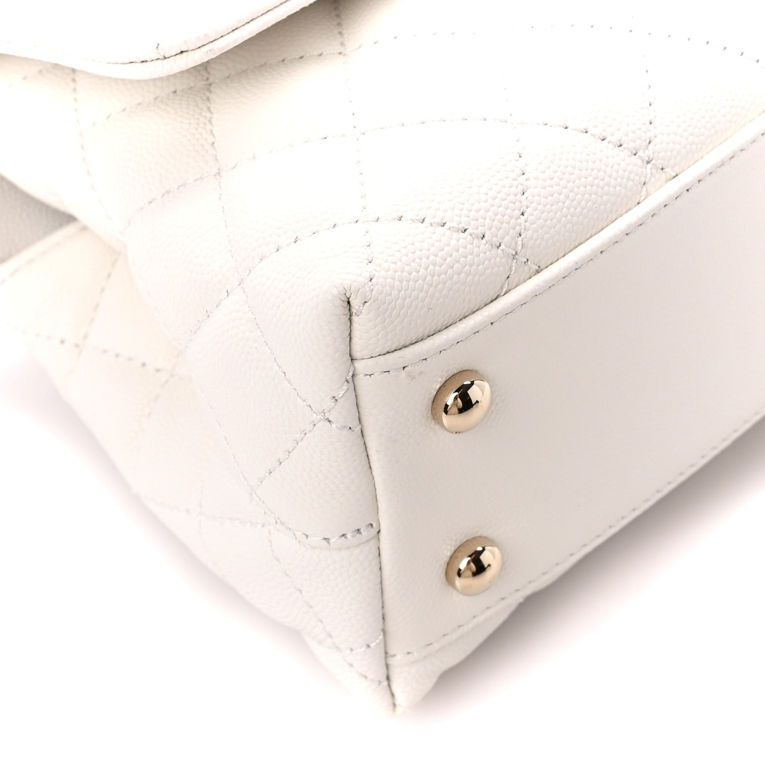 Chanel Caviar Quilted Mini Coco Chain Handle Flap White 10 of 13