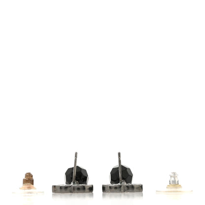 Chanel Beaded CC Drop Earrings Ruthenium Black 3 of 3