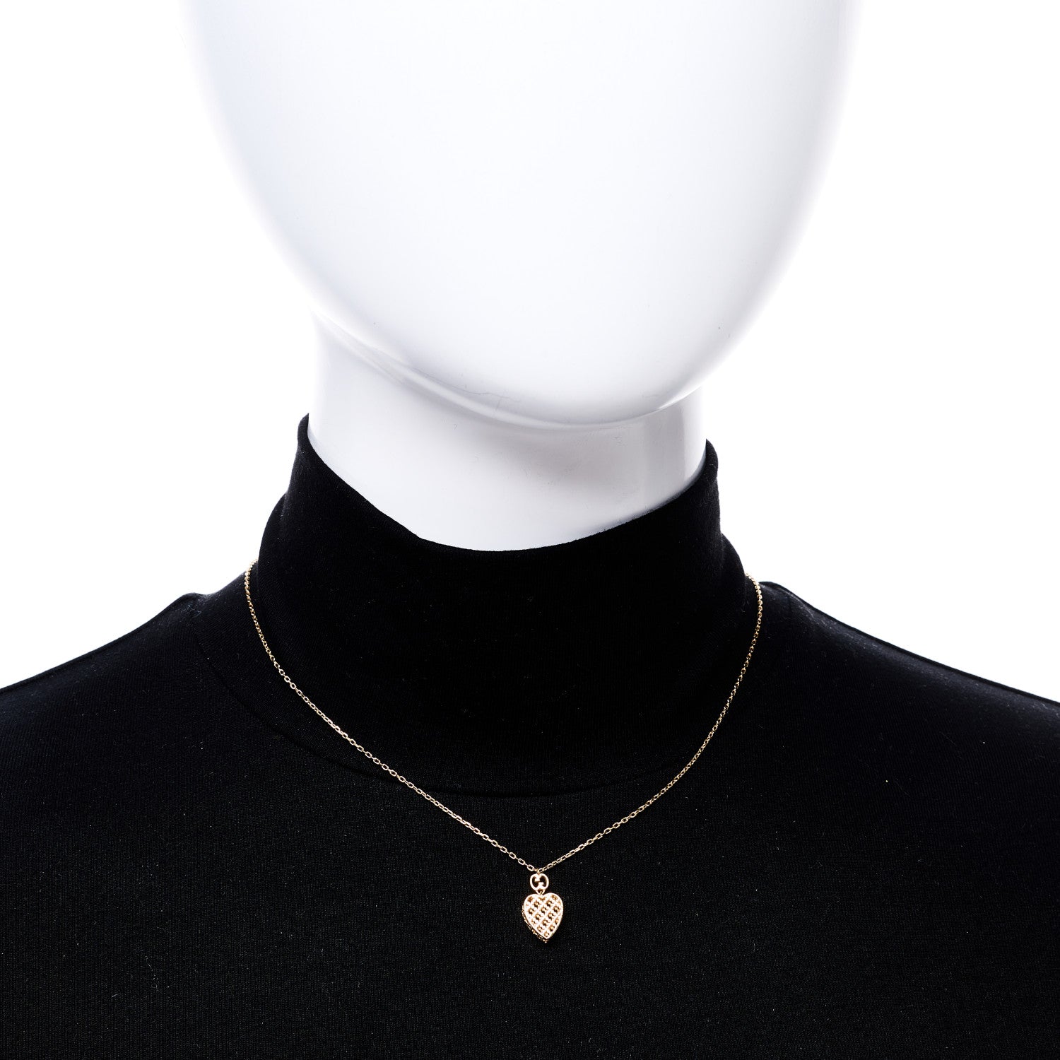 Gucci 18K Yellow Gold Diamantissima Heart Pendant Necklace 2 of 5