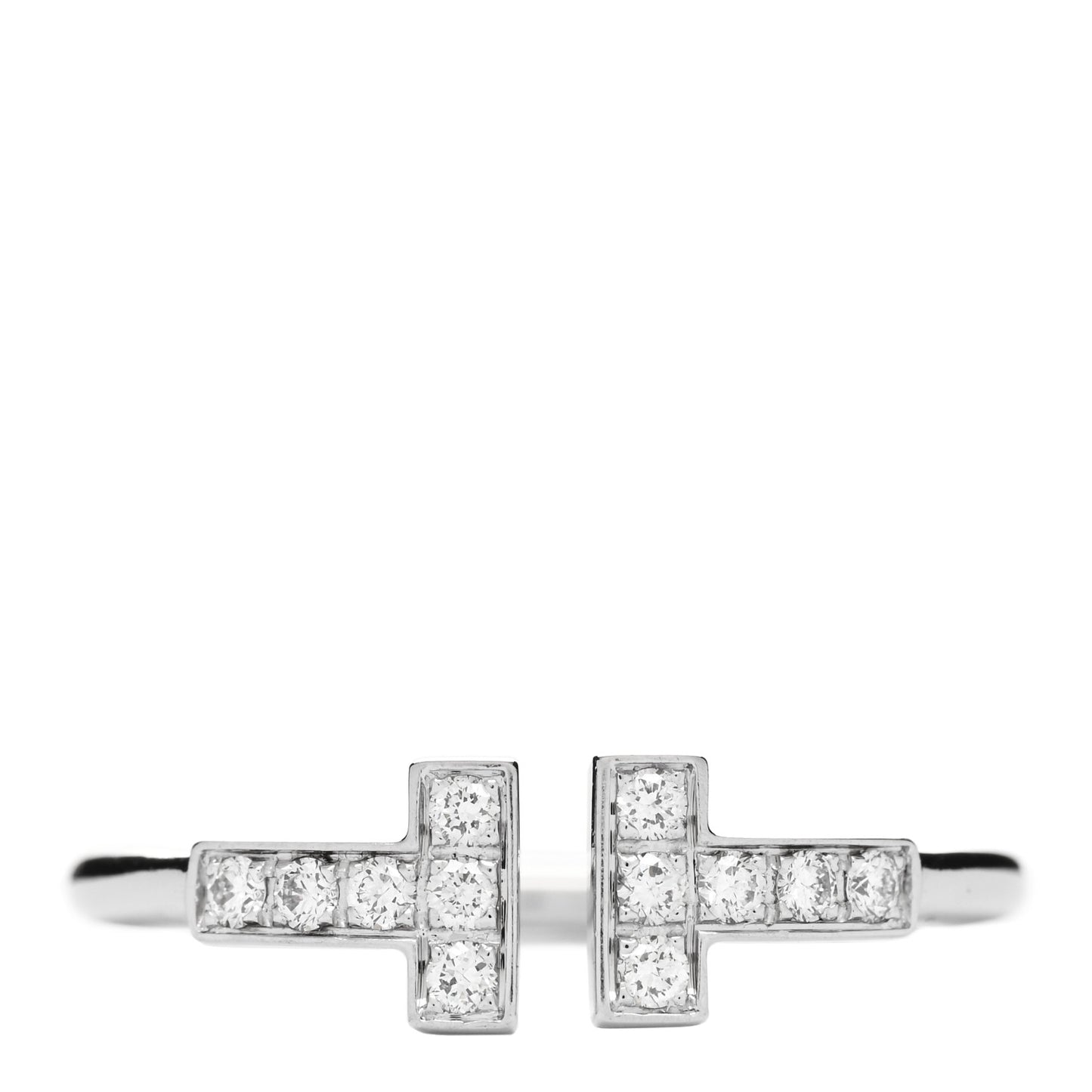 18K White Gold Diamond T Wire Ring 52 6