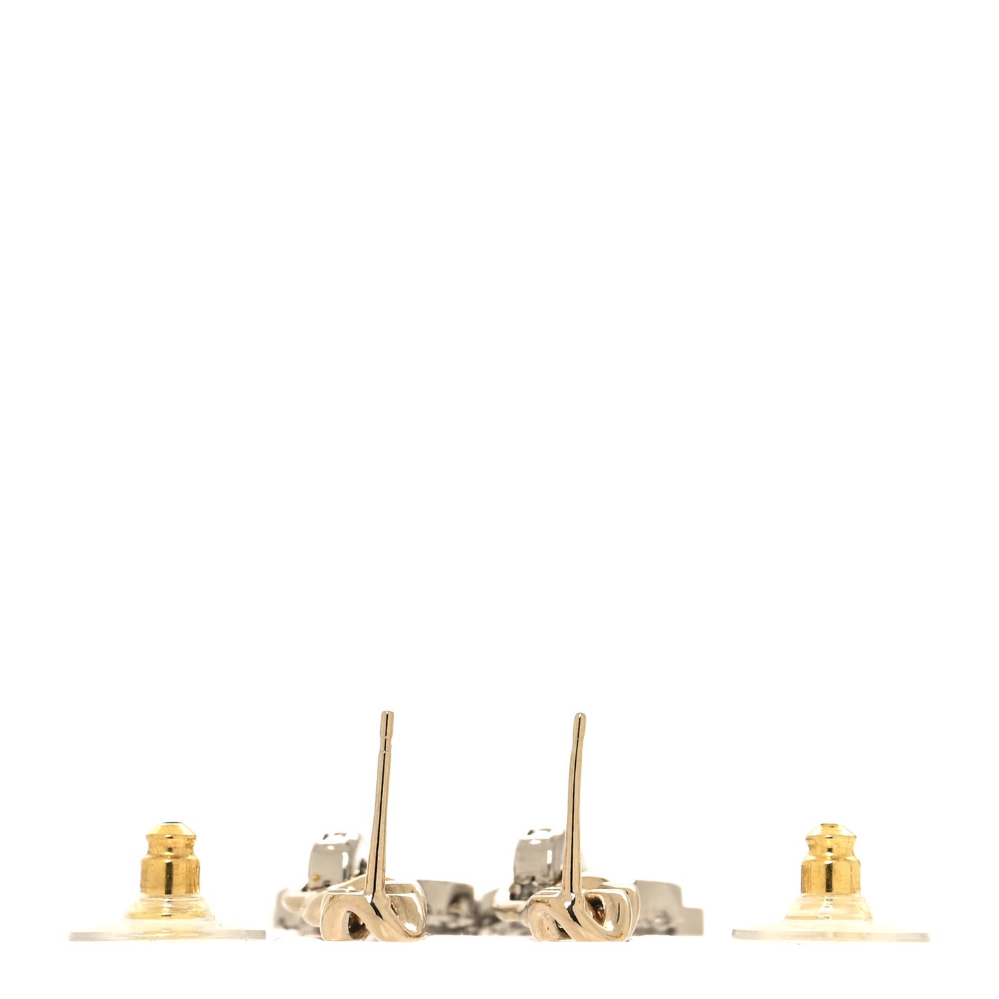 Metal Crystal CC Chain Drop Earrings Gold