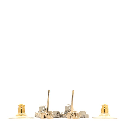 Chanel Metal Crystal CC Chain Drop Earrings Gold 3 of 4