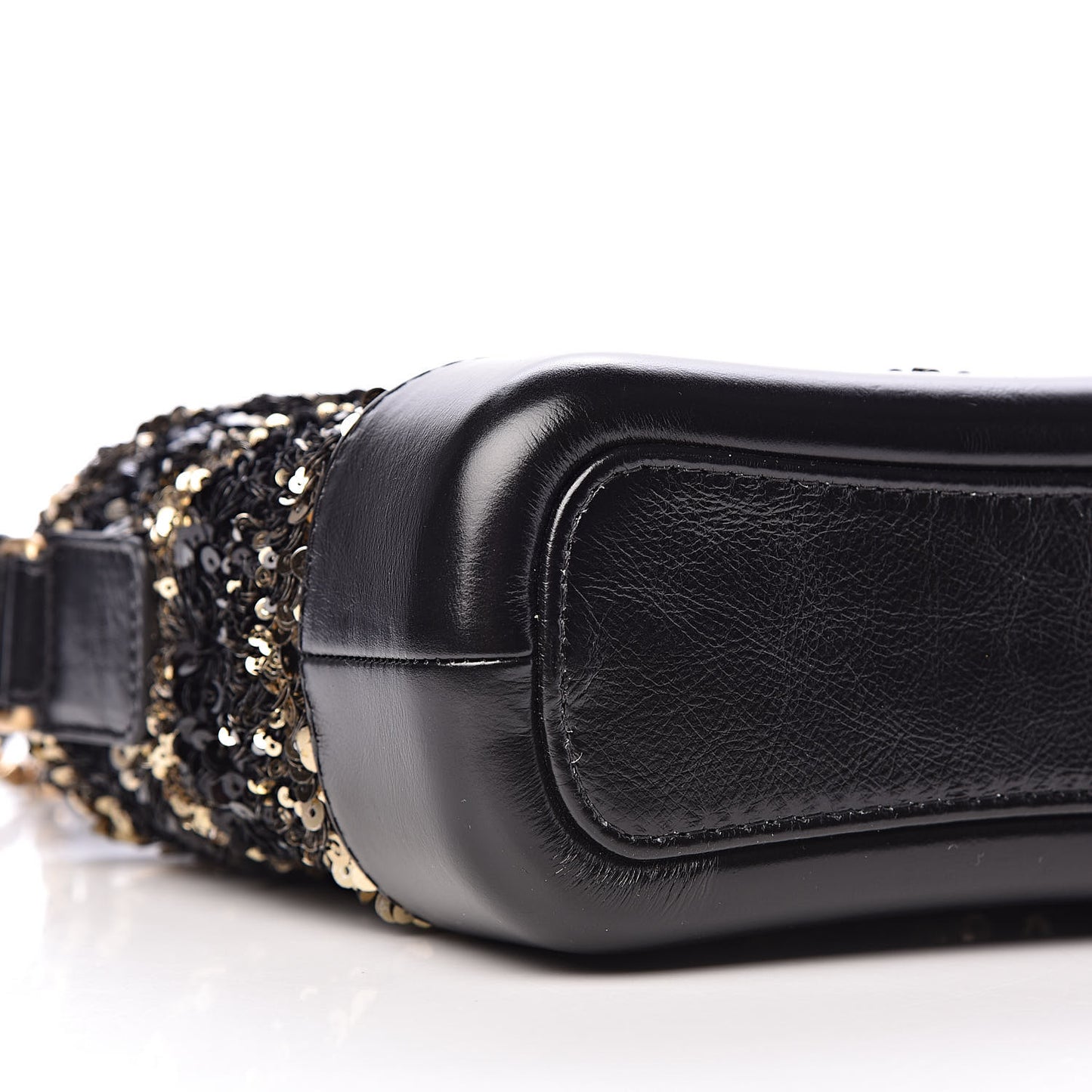 Sequin Calfskin Small Gabrielle Hobo Black Gold