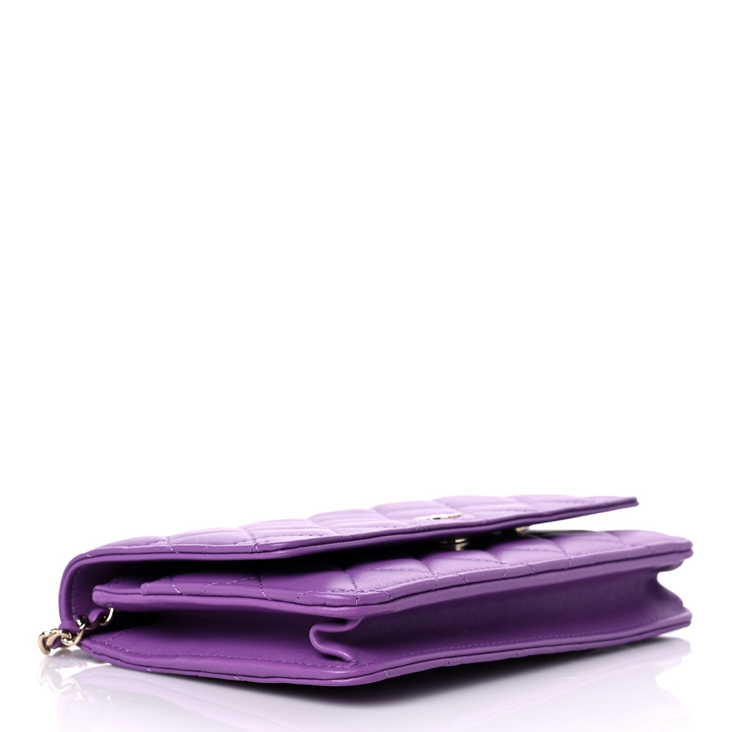 Chanel Lambskin Quilted Wallet On Chain WOC Purple 3 of 10