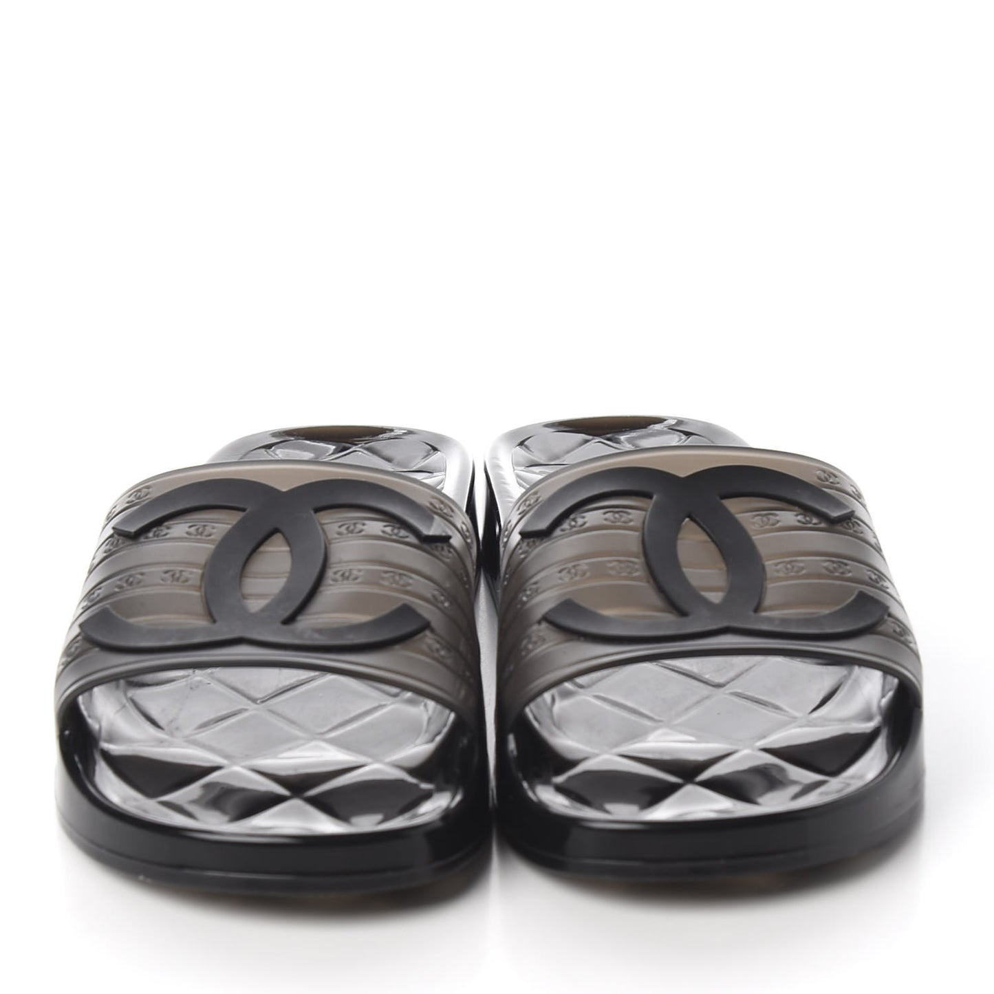 PVC CC Flat Slide Sandals 38 Black
