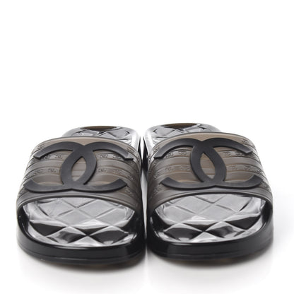 Chanel PVC CC Flat Slide Sandals 38 Black 3 of 10