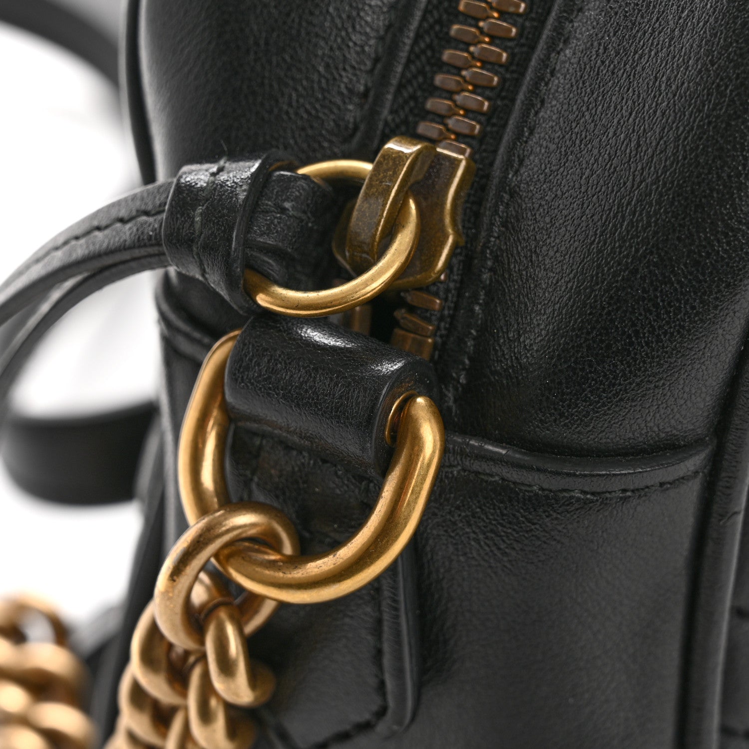 Gucci Calfskin Matelasse Small GG Marmont Chain Shoulder Bag Black 14 of 16