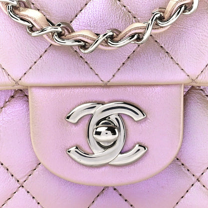 Chanel Iridescent Calfskin Quilted Mini Rectangular Flap Pink 9 of 13