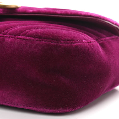 Gucci Velvet Matelasse Mini GG Marmont Shoulder Bag Fuchsia Violet Cyclamen 10 of 10