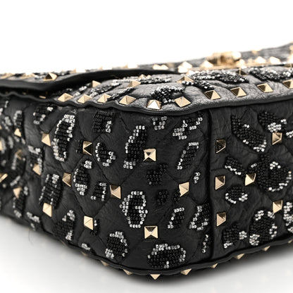 Valentino Garavani Lambskin Sequin Medium Rockstud Spike Shoulder Bag Black 8 of 10