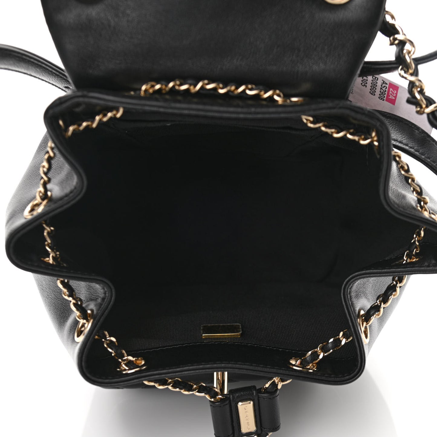 Lambskin Quilted Small Duma Drawstring Backpack Black