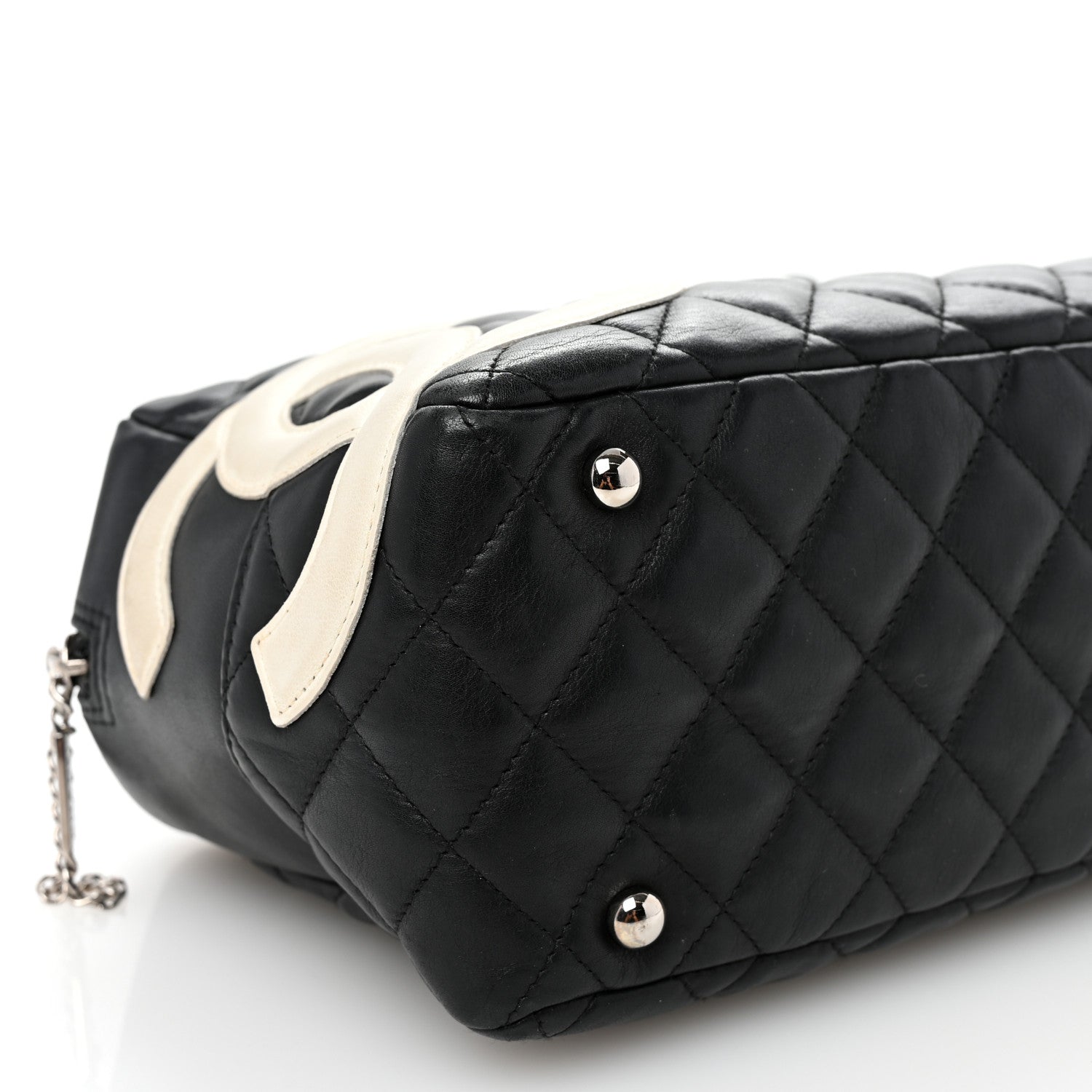Chanel Calfskin Quilted Large Cambon Bowler Black White 9 of 10