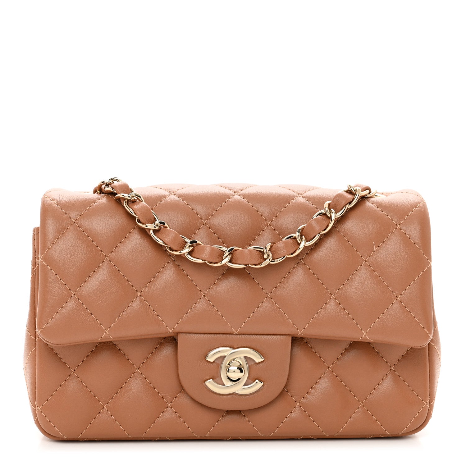 Chanel Lambskin Quilted Mini Rectangular Flap Brown 1 of 10